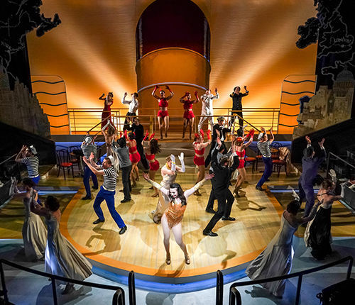 Students performing in a Broadway-style musical