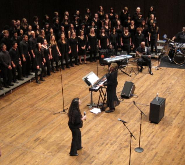 Phyllis Byrdwell directs the UW Gospel Choir.
