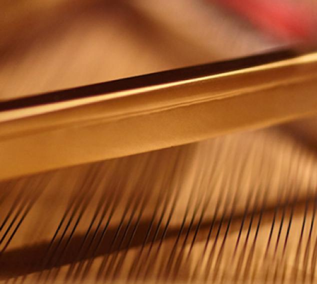 Closeup of piano strings