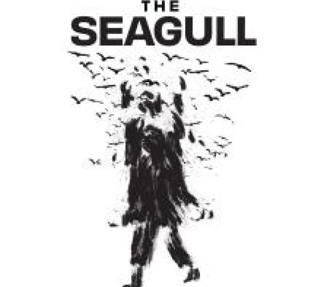 Graphic image of a man and seagulls