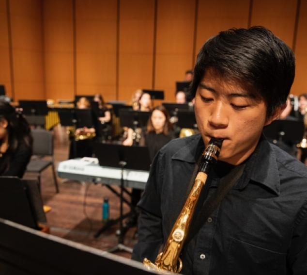Wind Ensemble in rehearsal at Meany Hall (Photo: UW Photography).