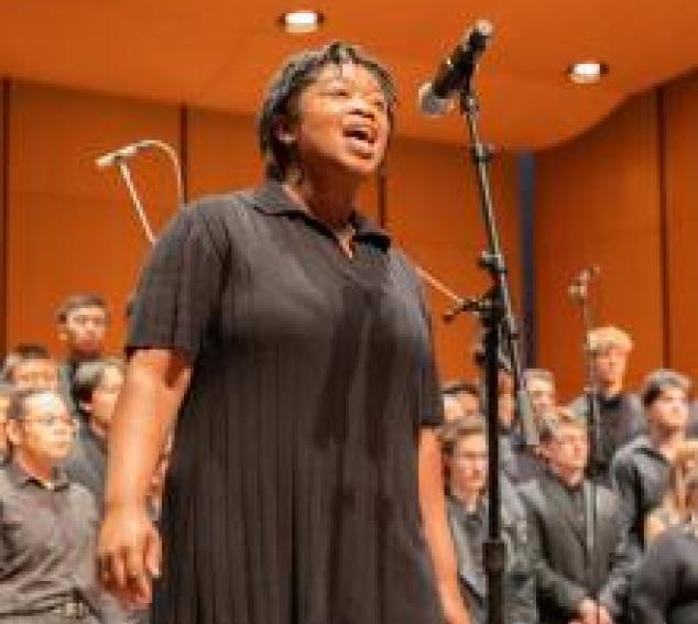 UW Gospel Choir in rehearsal at Meany Hall (Photo: UW Photography). 