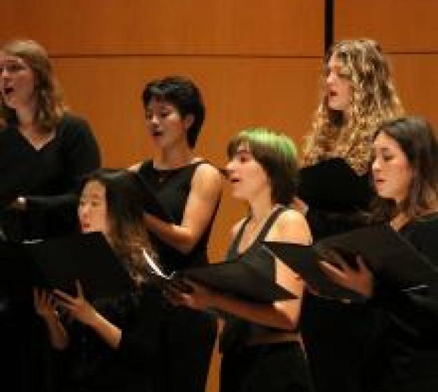 Treble Choir in rehearsal at Meany Hall (Photo: Cyan Duong). 