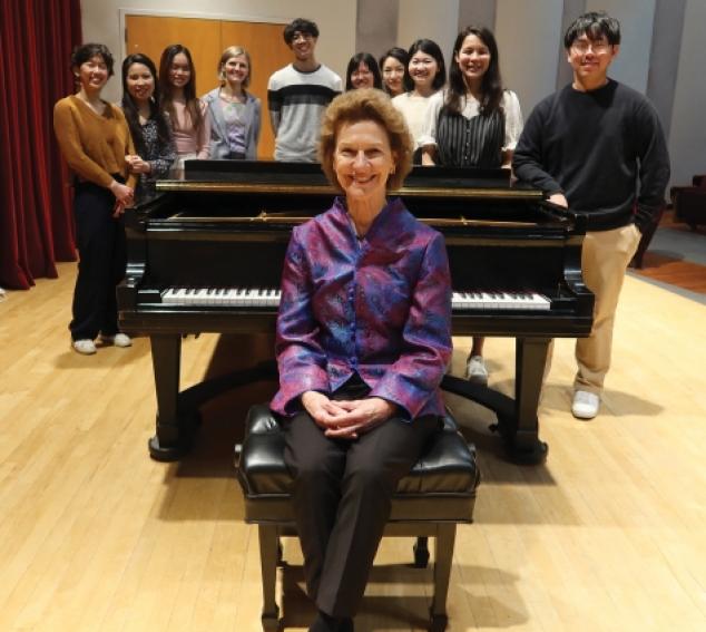 Pianist Robin McCabe and her UW students (Photo: Joanne DePue).