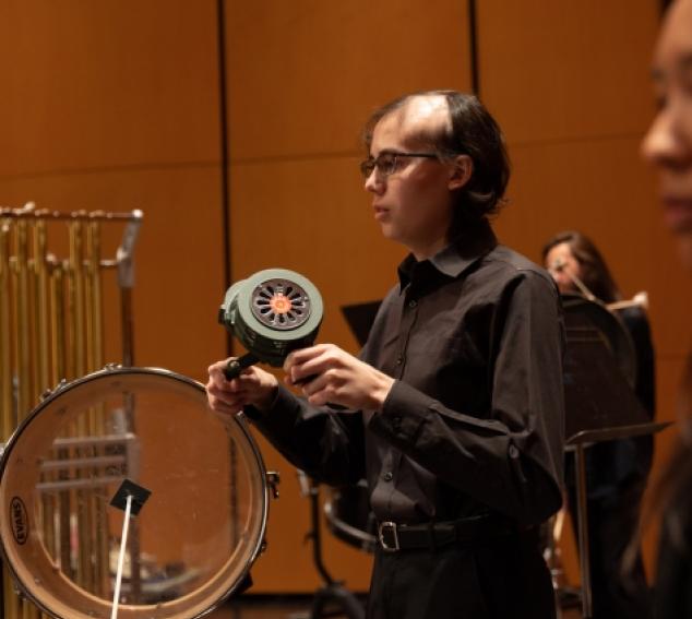 Percussion Ensemble in rehearsal at Meany Hall (Photo: Juan Rodriguez).